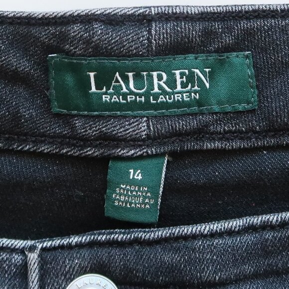 Ralph Lauren Black High Rise Jeans With Glitter Hem Size 14 - Picture 3 of 6